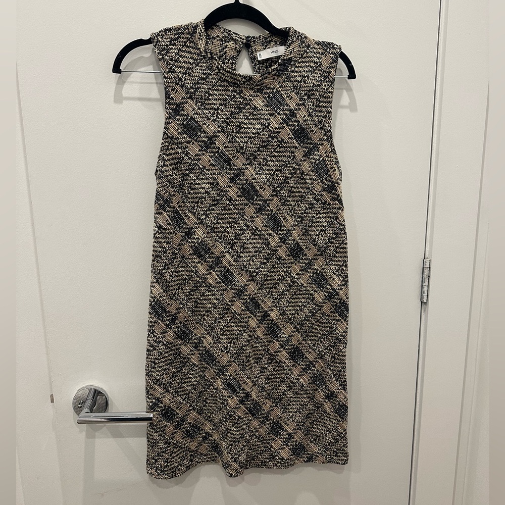 Mango Tweed Black and Cream Dress